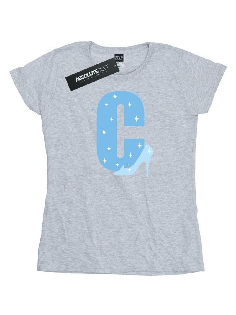 Disney - T-shirt ALPHABET C IS FOR CINDERELLA Gris chiné - Kiabi