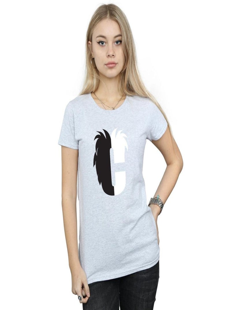 Disney - T-shirt ALPHABET C IS FOR CRUELLA DE VIL Gris chiné - Kiabi