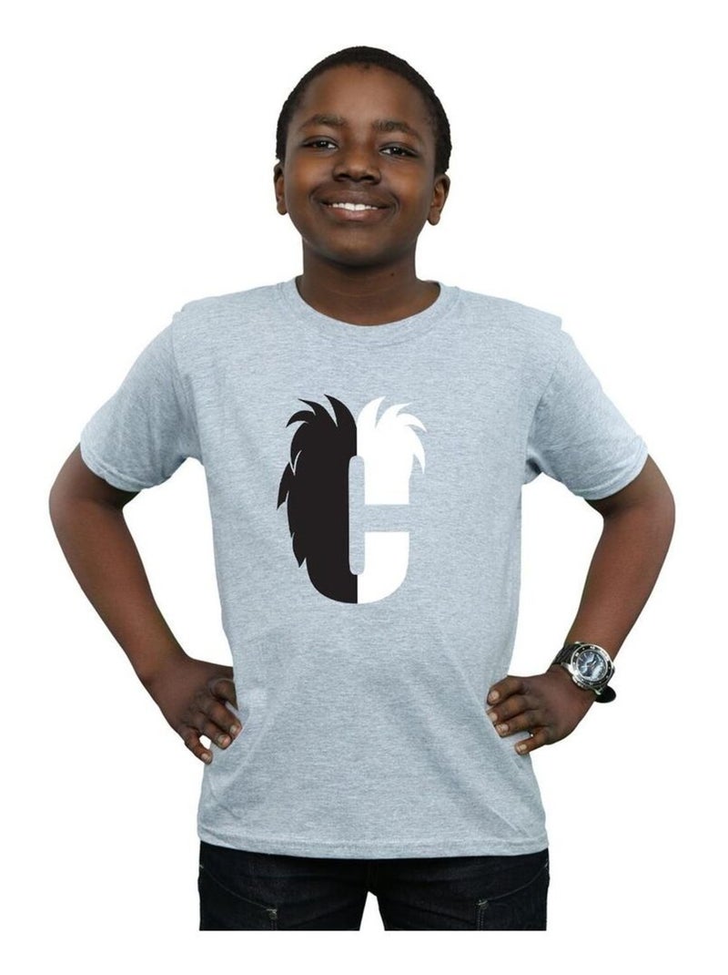 Disney - T-shirt ALPHABET C IS FOR CRUELLA DE VIL Gris chiné - Kiabi