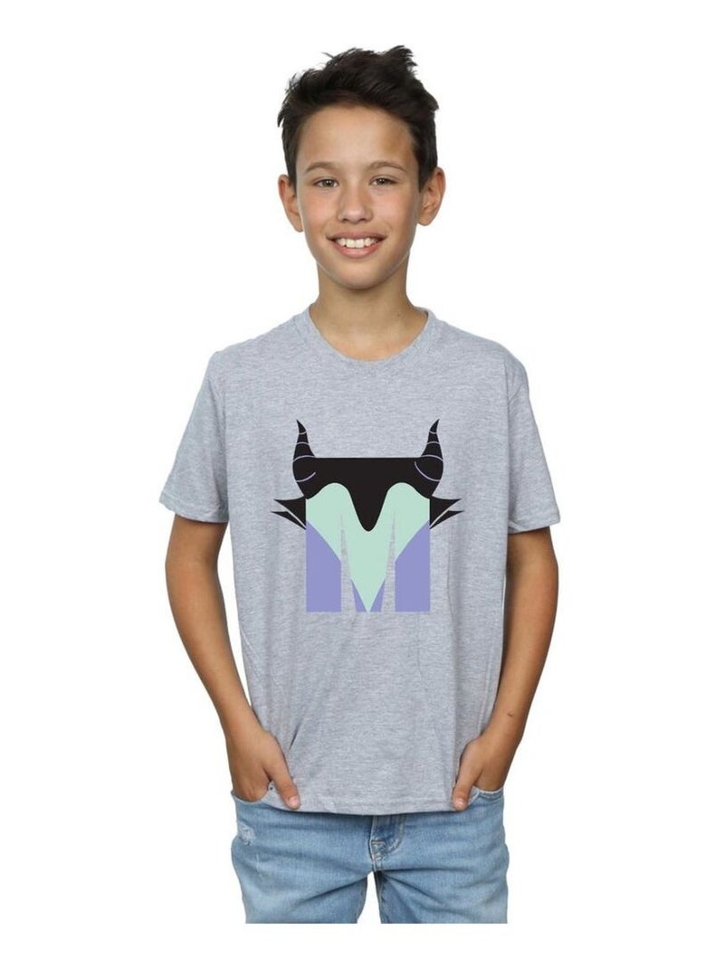 Disney - T-shirt ALPHABET M IS FOR MALEFICENT Gris chiné - Kiabi