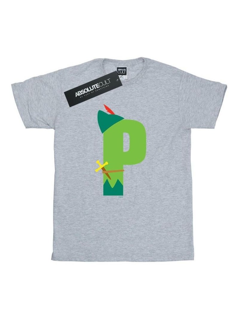 Disney - T-shirt ALPHABET P IS FOR PETER PAN Gris chiné - Kiabi