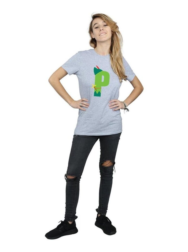 Disney - T-shirt ALPHABET P IS FOR PETER PAN Gris chiné - Kiabi