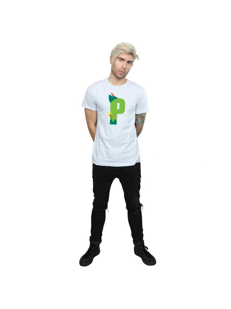 Disney - T-shirt ALPHABET P IS FOR PETER PAN Gris chiné - Kiabi
