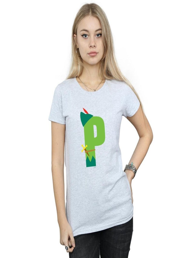 Disney - T-shirt ALPHABET P IS FOR PETER PAN Gris chiné - Kiabi