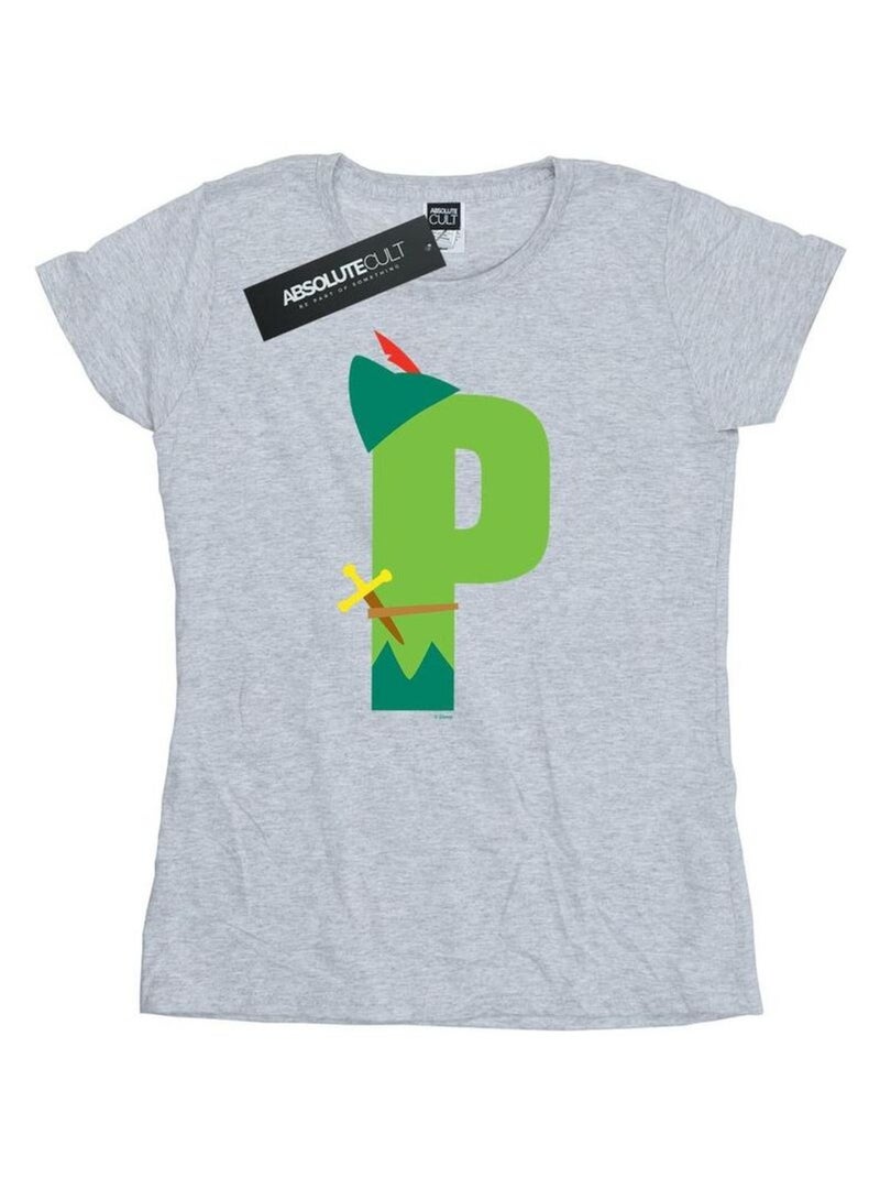 Disney - T-shirt ALPHABET P IS FOR PETER PAN Gris chiné - Kiabi