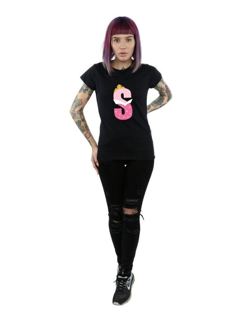 Disney - T-shirt ALPHABET S IS FOR SLEEPING BEAUTY Noir - Kiabi