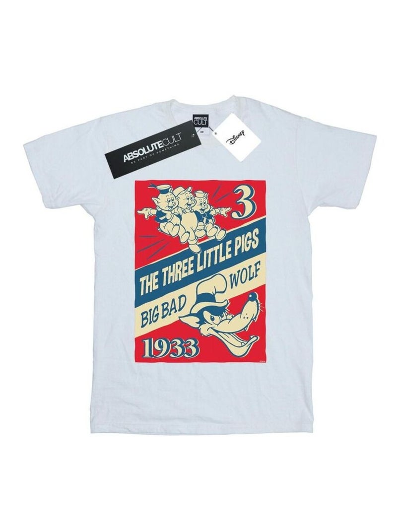Disney - T-shirt AND THE BIG BAD WOLF Blanc - Kiabi