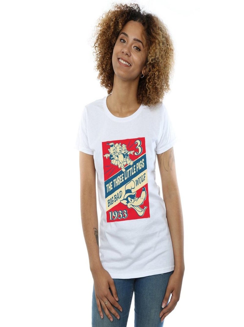 Disney - T-shirt AND THE BIG BAD WOLF Blanc - Kiabi