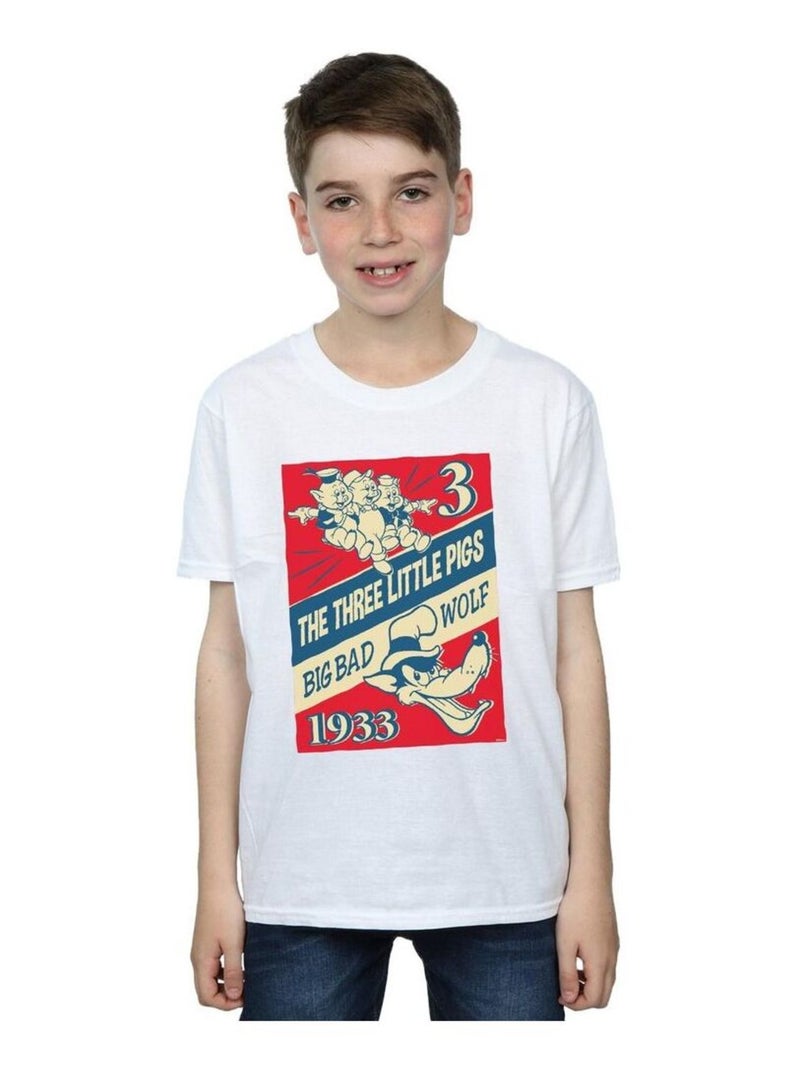 Disney - T-shirt AND THE BIG BAD WOLF Blanc - Kiabi