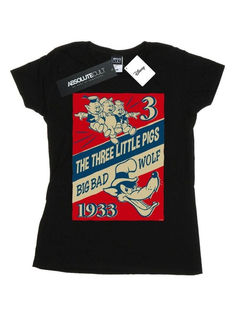 Disney - T-shirt AND THE BIG BAD WOLF Noir - Kiabi