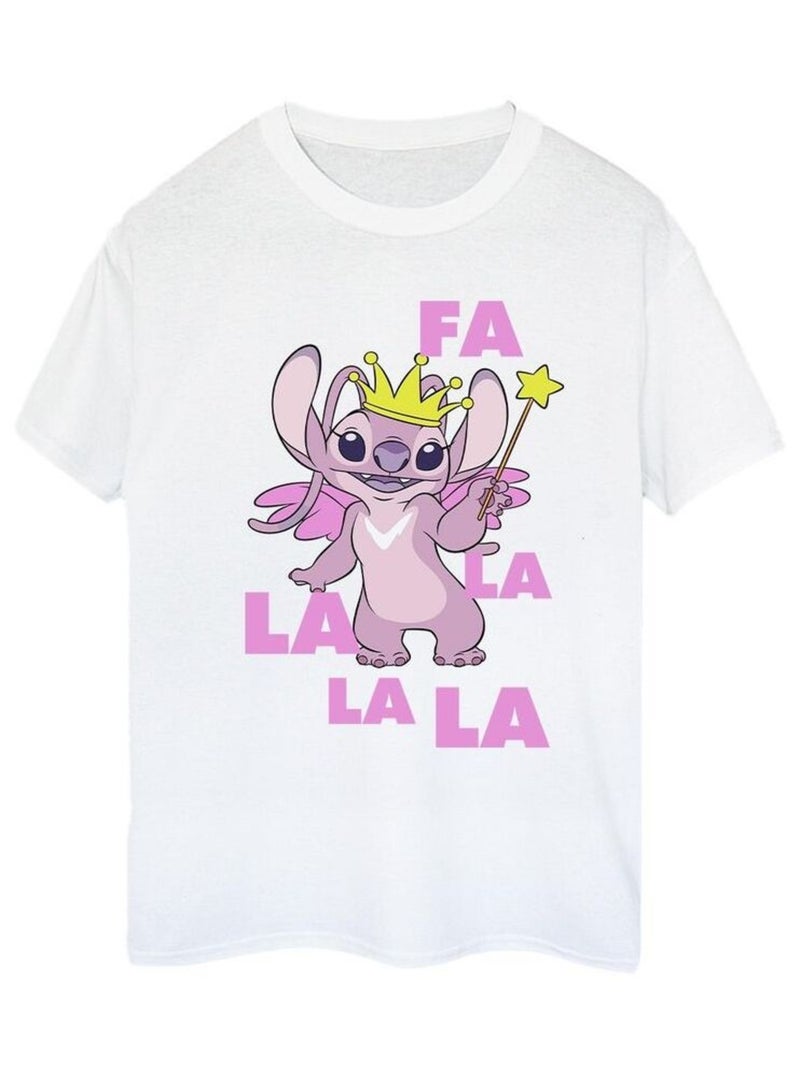 Disney - T-shirt ANGEL FA LA LA Blanc - Kiabi
