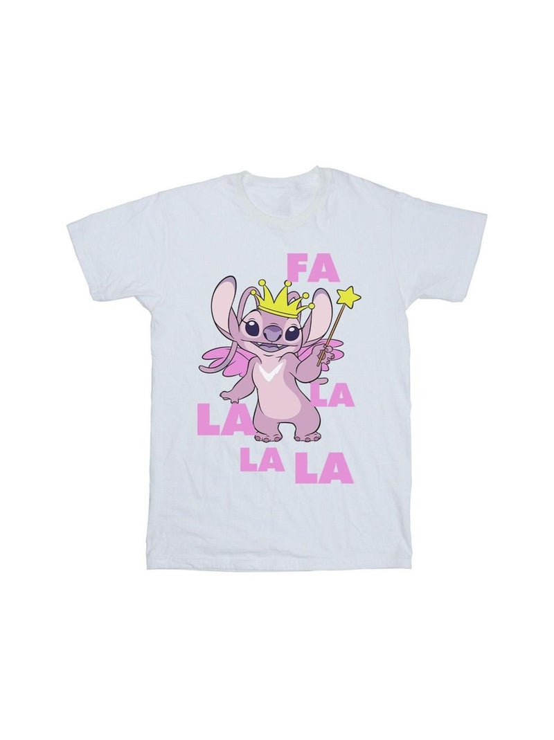 Disney - T-shirt ANGEL FA LA LA Blanc - Kiabi