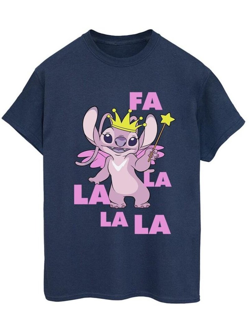 Disney - T-shirt ANGEL FA LA LA Bleu marine - Kiabi