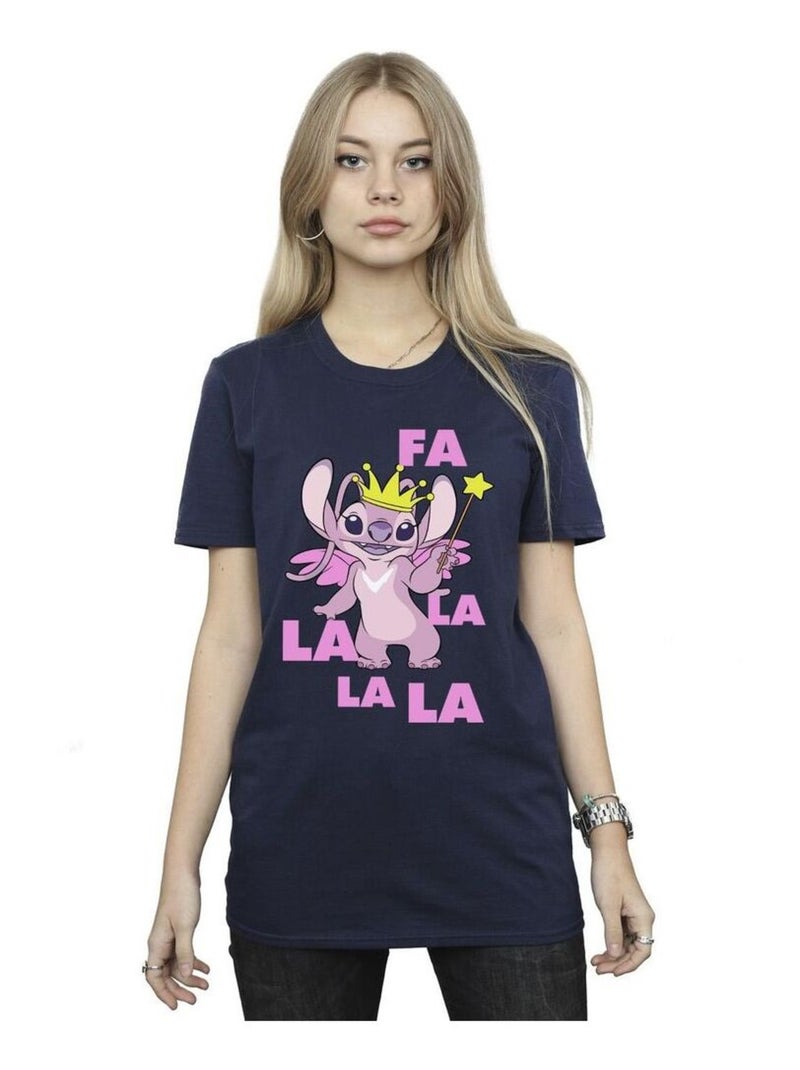 Disney - T-shirt ANGEL FA LA LA Bleu marine - Kiabi