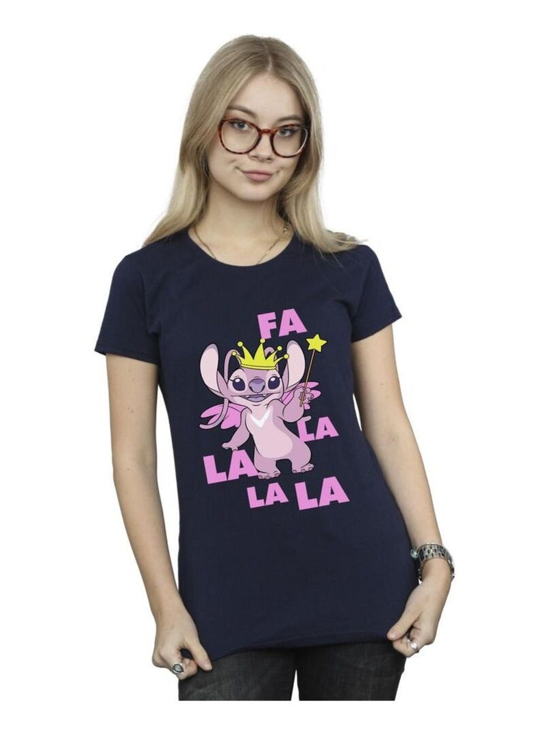 Disney - T-shirt ANGEL FA LA LA Bleu marine - Kiabi