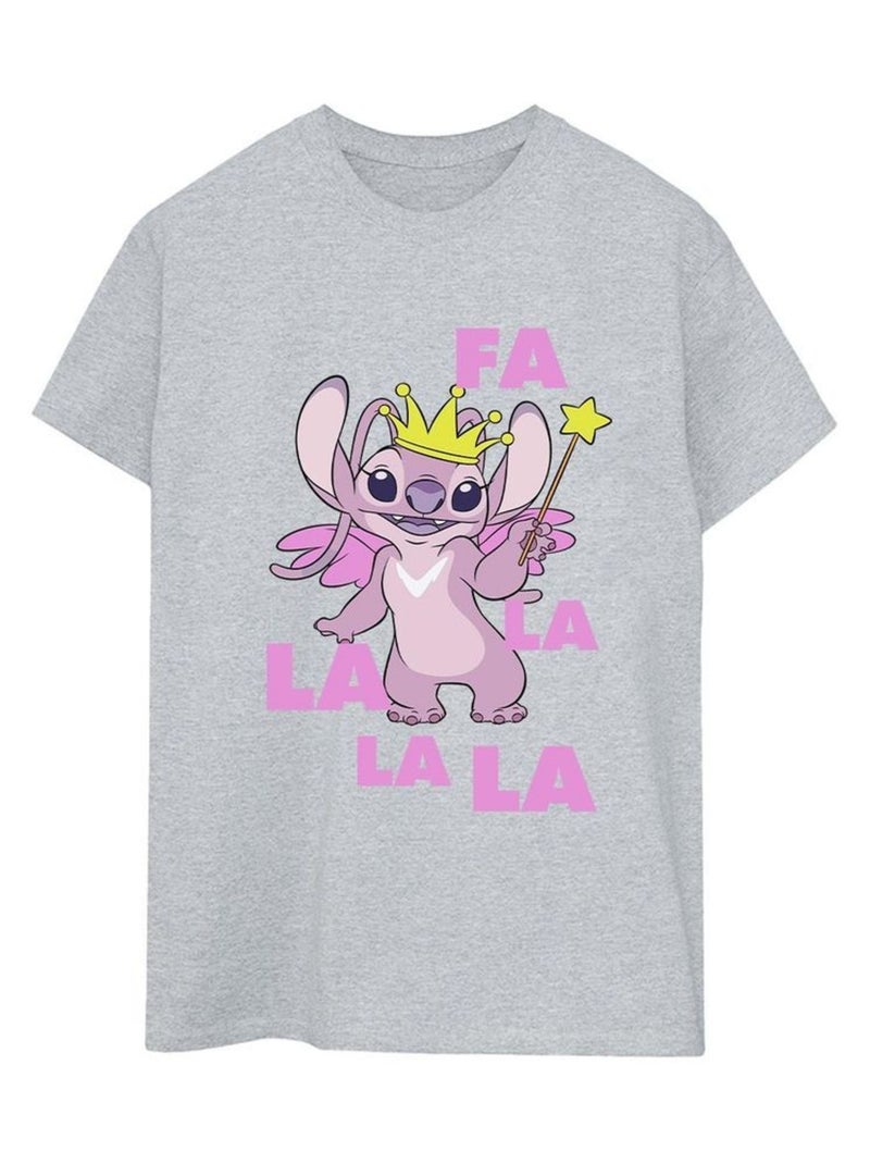 Disney - T-shirt ANGEL FA LA LA Gris chiné - Kiabi