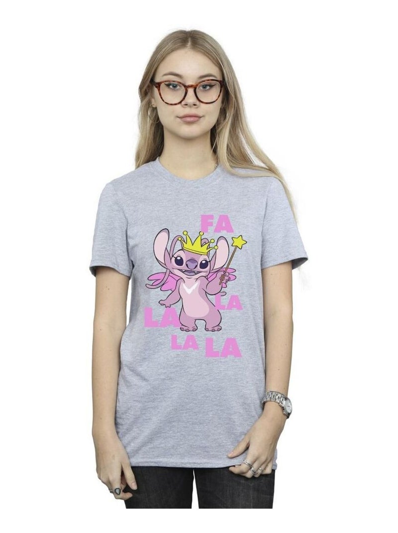Disney - T-shirt ANGEL FA LA LA Gris chiné - Kiabi