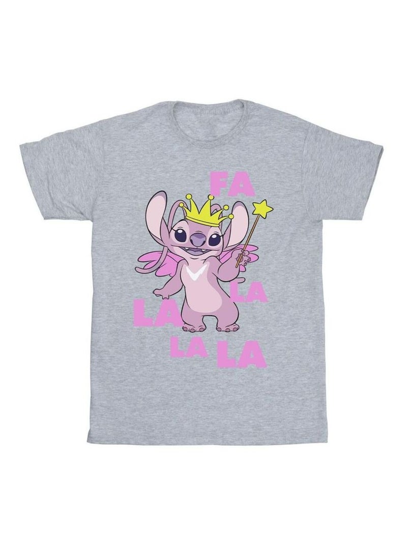 Disney - T-shirt ANGEL FA LA LA Gris chiné - Kiabi