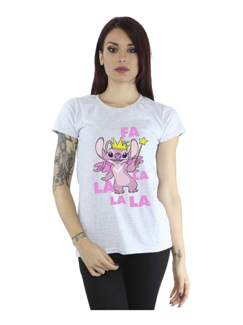 Disney - T-shirt ANGEL FA LA LA Gris chiné - Kiabi
