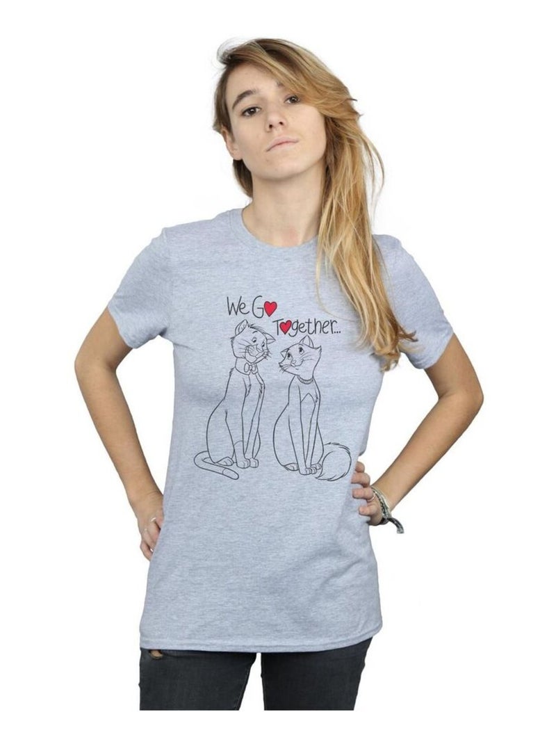 Disney - T-shirt ARISTOCATS WE GO TOGETHER Gris chiné - Kiabi