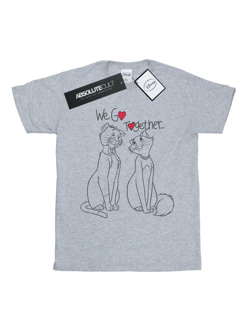 Disney - T-shirt ARISTOCATS WE GO TOGETHER Gris chiné - Kiabi