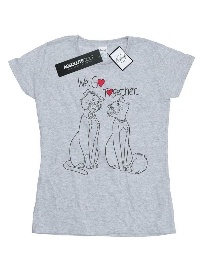 Disney - T-shirt ARISTOCATS WE GO TOGETHER Gris chiné - Kiabi