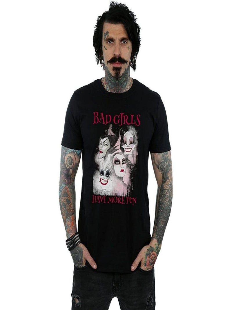 Disney - T-shirt BAD GIRLS HAVE MORE FUN (Cruella d'Enfer, La Reine Grimhilde, Maléfique, Ursula) Noir - Kiabi