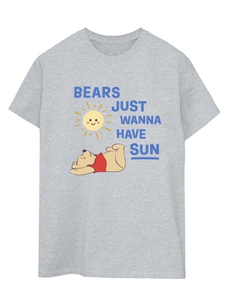 Disney - T-shirt BEARS JUST WANNA HAVE SUN Gris chiné - Kiabi