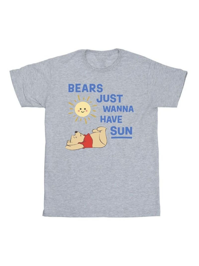Disney - T-shirt BEARS JUST WANNA HAVE SUN Gris chiné - Kiabi