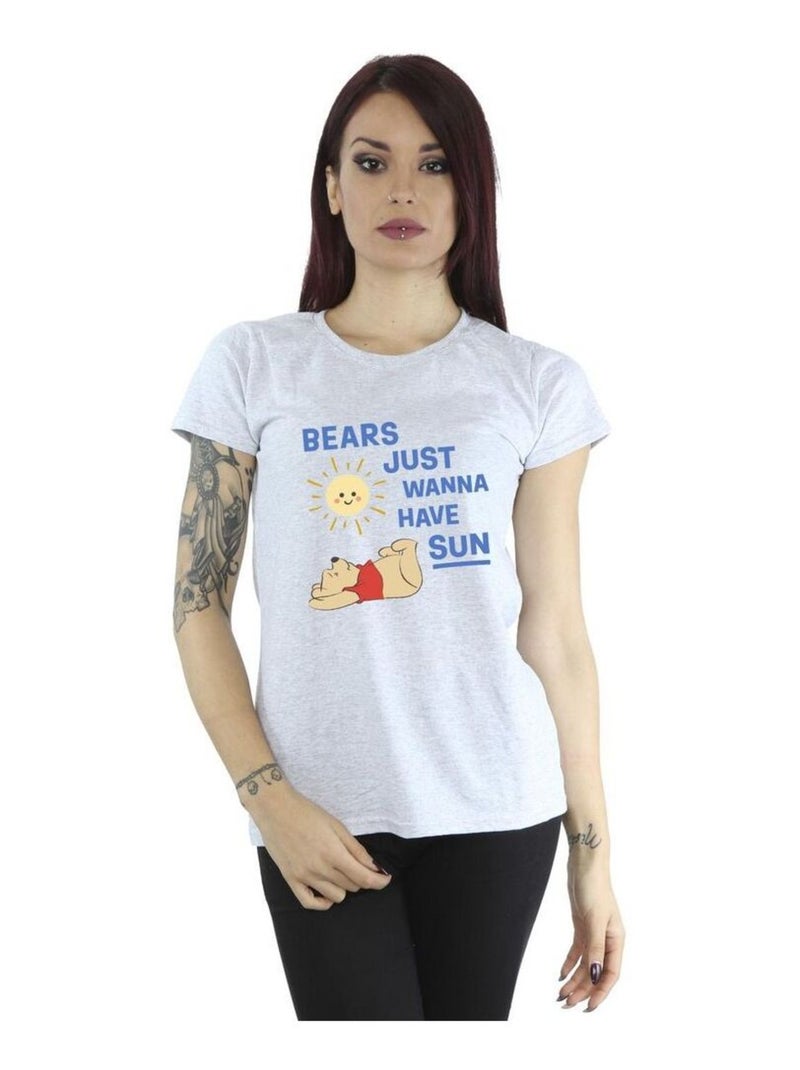 Disney - T-shirt BEARS JUST WANNA HAVE SUN Gris chiné - Kiabi
