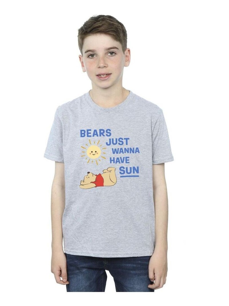 Disney - T-shirt BEARS JUST WANNA HAVE SUN Gris chiné - Kiabi