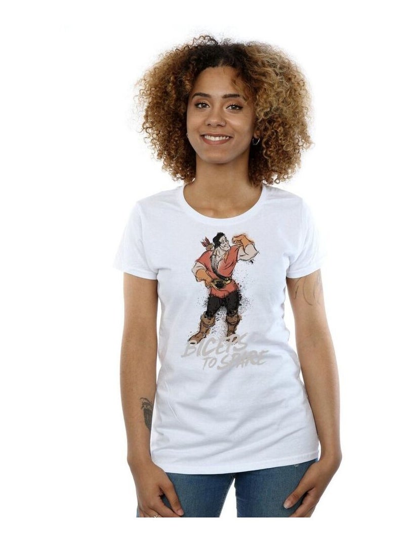 Disney - T-shirt BEAUTY AND THE BEAST BICEPS TO SPARE Blanc - Kiabi