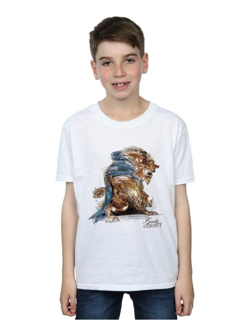 Disney - T-shirt BEAUTY AND THE BEAST Blanc - Kiabi