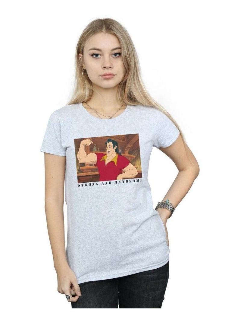 Disney - T-shirt BEAUTY AND THE BEAST HANDSOME BRUTE Gris chiné - Kiabi