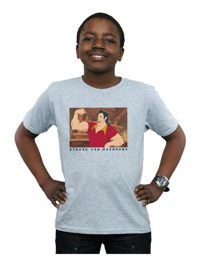 Disney - T-shirt BEAUTY AND THE BEAST HANDSOME BRUTE Gris chiné - Kiabi