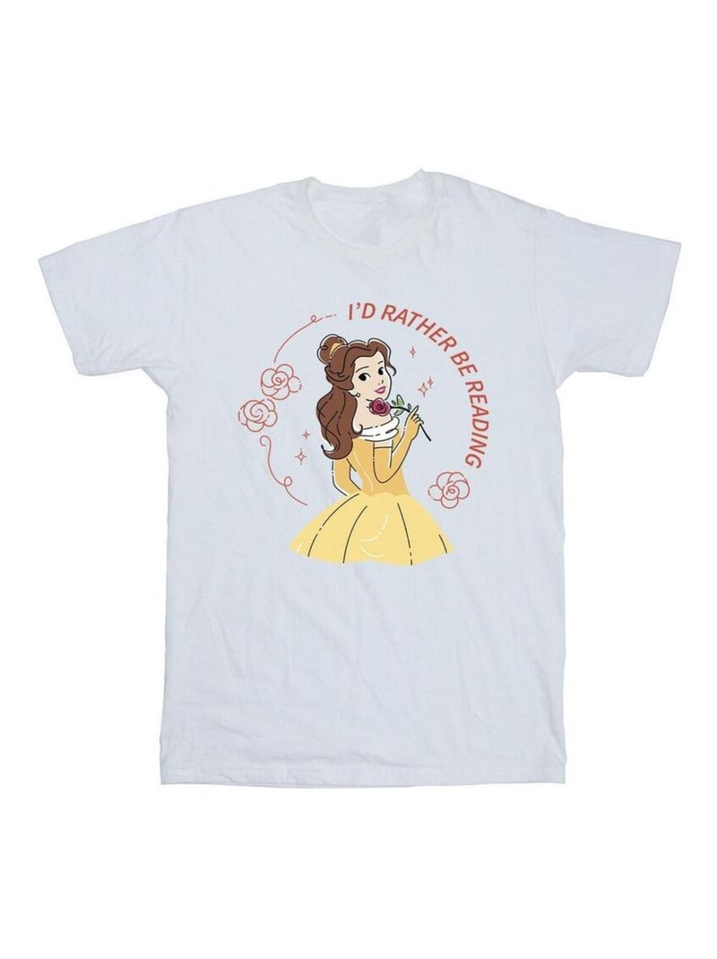 Disney - T-shirt BEAUTY AND THE BEAST I'D RATHER BE READING Blanc - Kiabi