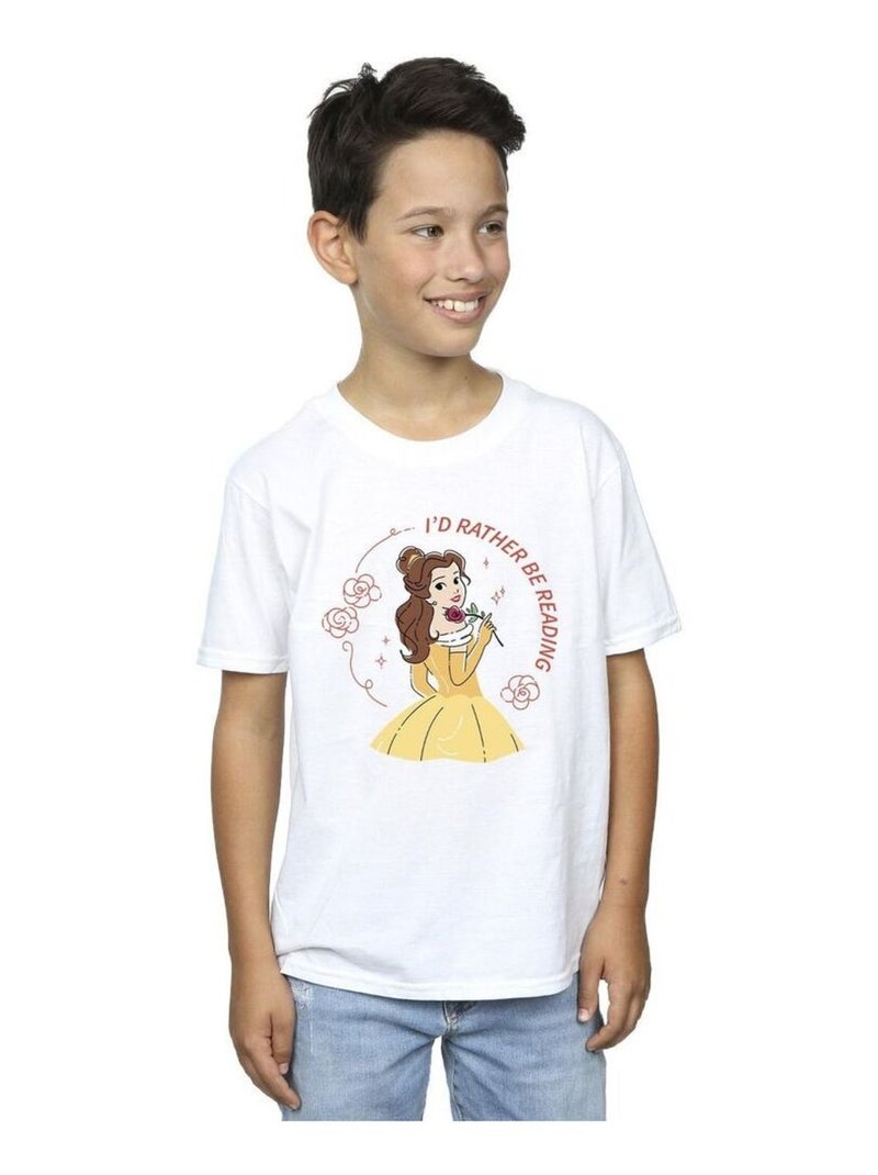 Disney - T-shirt BEAUTY AND THE BEAST I'D RATHER BE READING Blanc - Kiabi