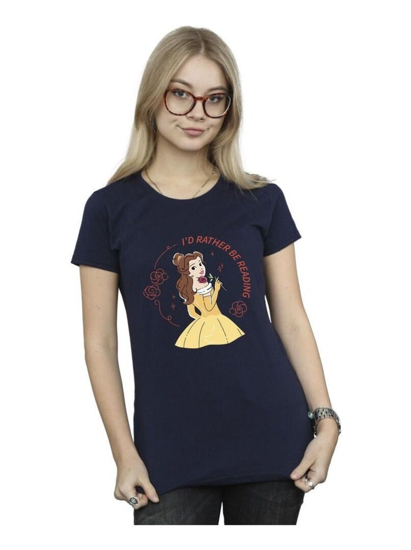 Disney - T-shirt BEAUTY AND THE BEAST I'D RATHER BE READING Bleu marine - Kiabi
