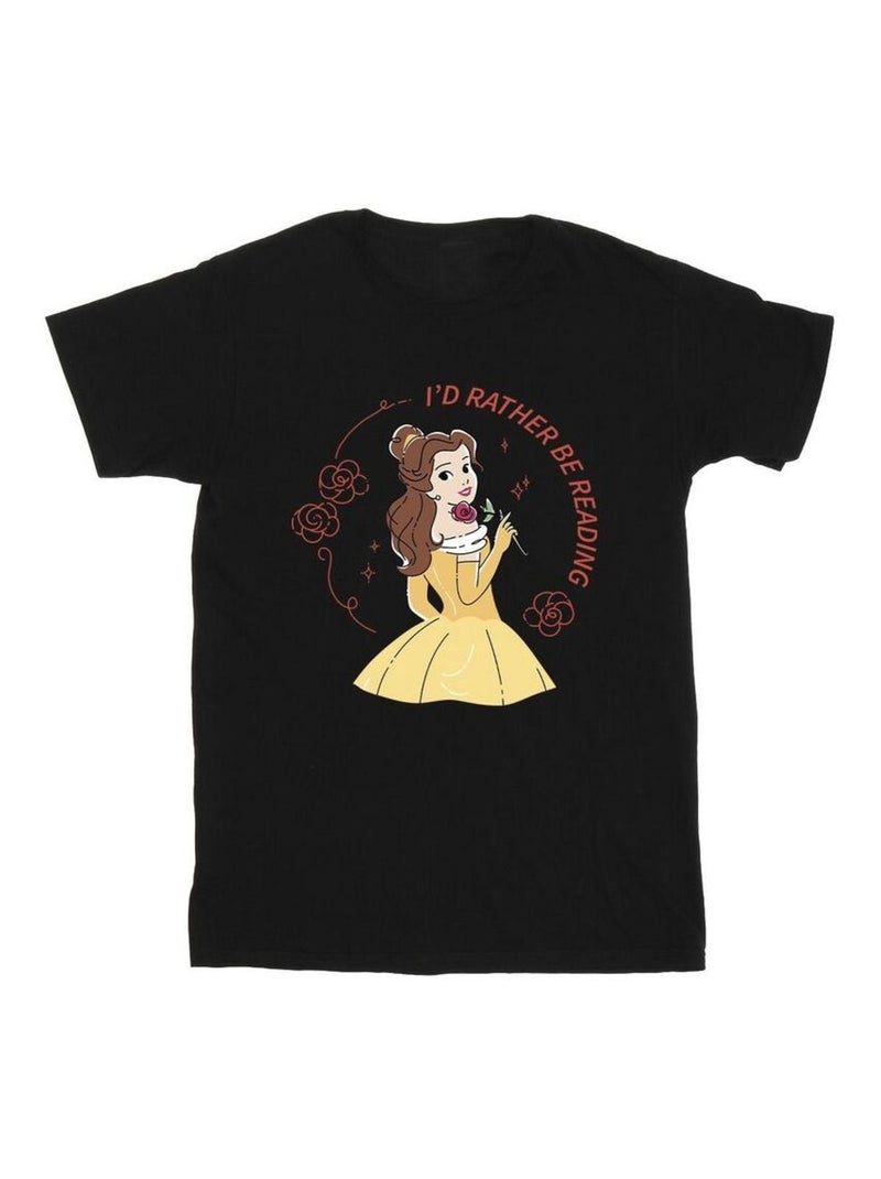 Disney - T-shirt BEAUTY AND THE BEAST I'D RATHER BE READING Noir - Kiabi