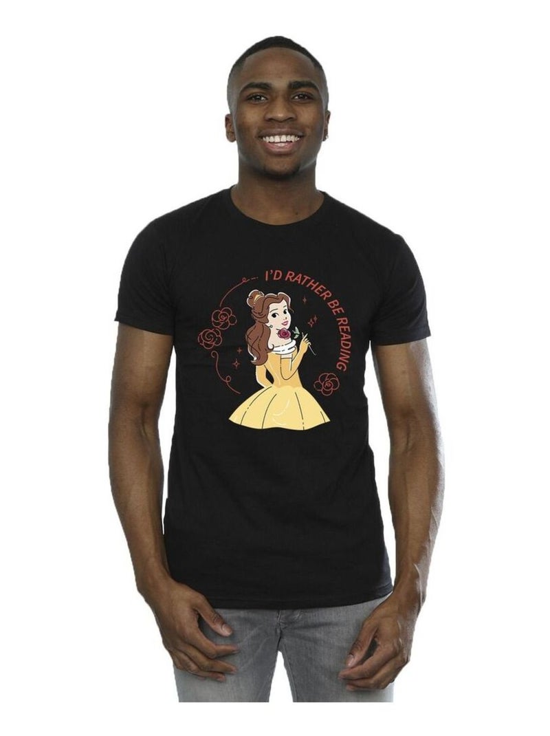 Disney - T-shirt BEAUTY AND THE BEAST I'D RATHER BE READING Noir - Kiabi