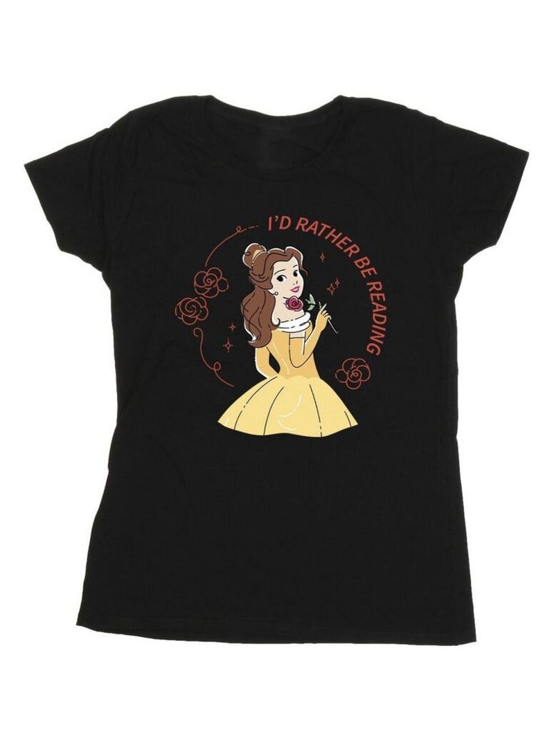 Disney - T-shirt BEAUTY AND THE BEAST I'D RATHER BE READING Noir - Kiabi