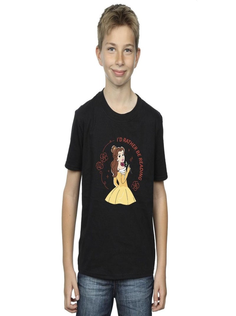 Disney - T-shirt BEAUTY AND THE BEAST I'D RATHER BE READING Noir - Kiabi