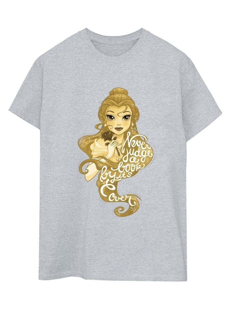 Disney - T-shirt BEAUTY AND THE BEAST NEVER JUDGE Gris chiné - Kiabi