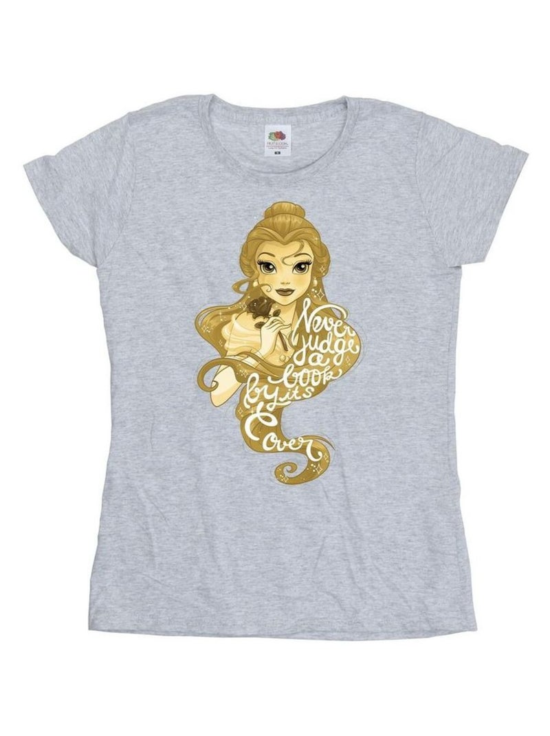 Disney - T-shirt BEAUTY AND THE BEAST NEVER JUDGE Gris chiné - Kiabi