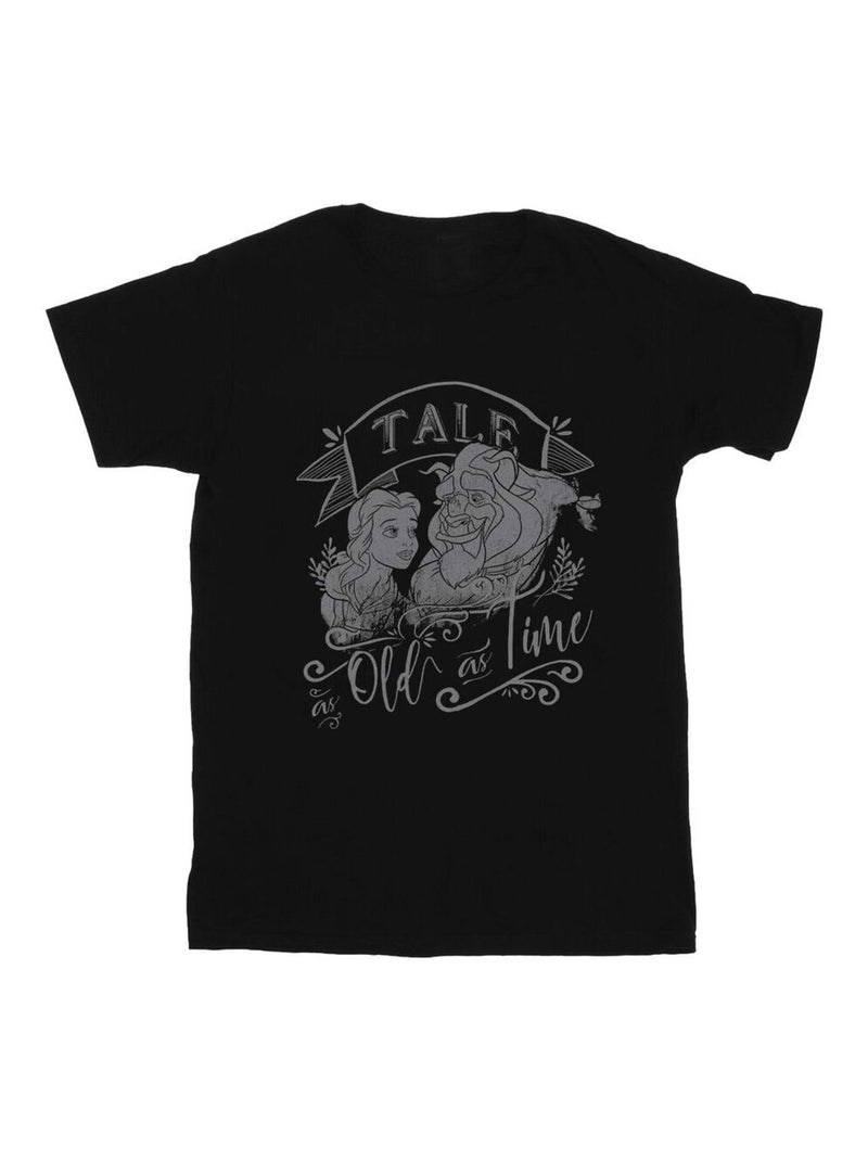 Disney - T-shirt BEAUTY AND THE BEAST TALE AS OLD AS TIME Noir - Kiabi