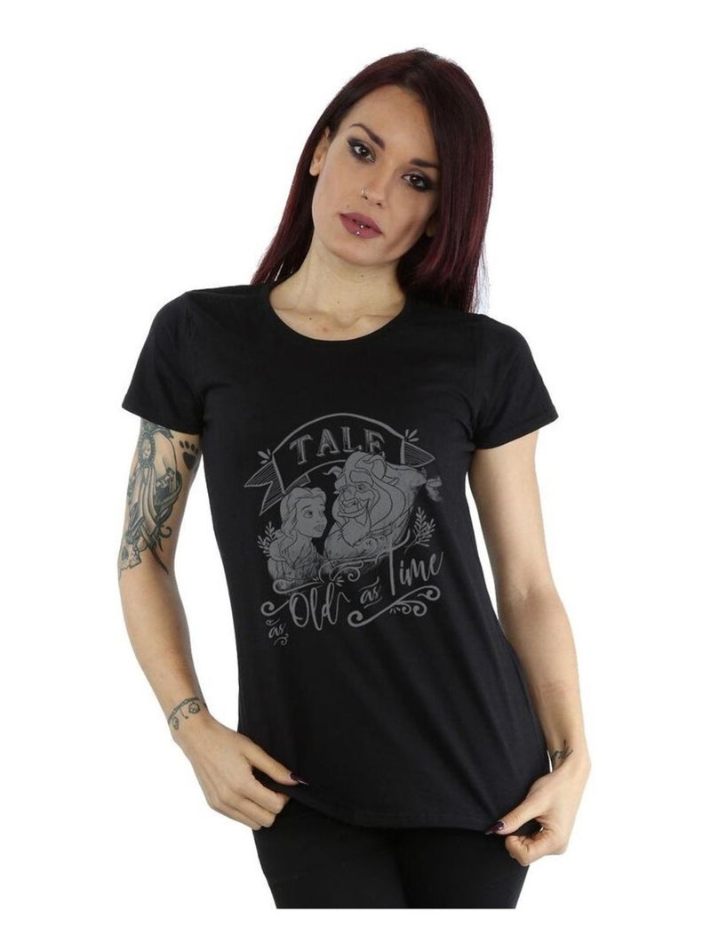 Disney - T-shirt BEAUTY AND THE BEAST TALE AS OLD AS TIME Noir - Kiabi