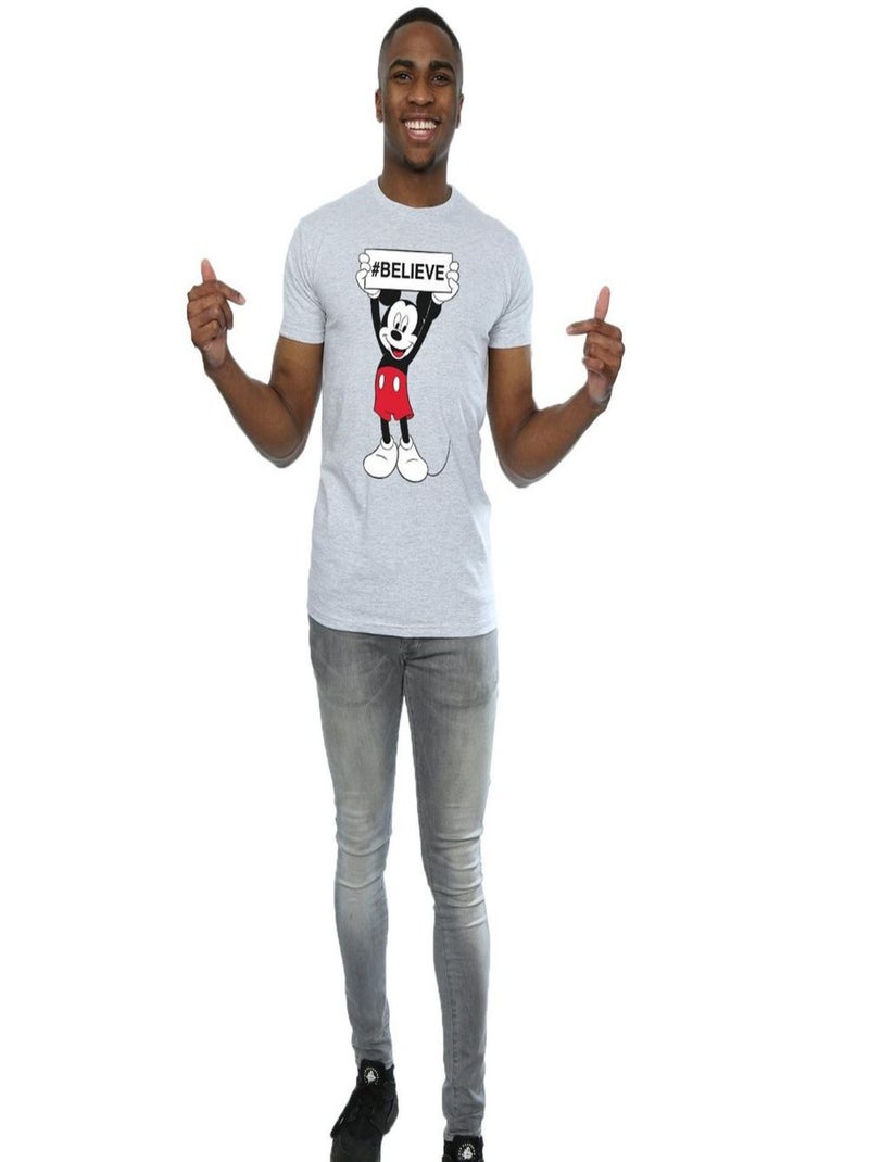 Disney - T-shirt BELIEVE Gris chiné - Kiabi