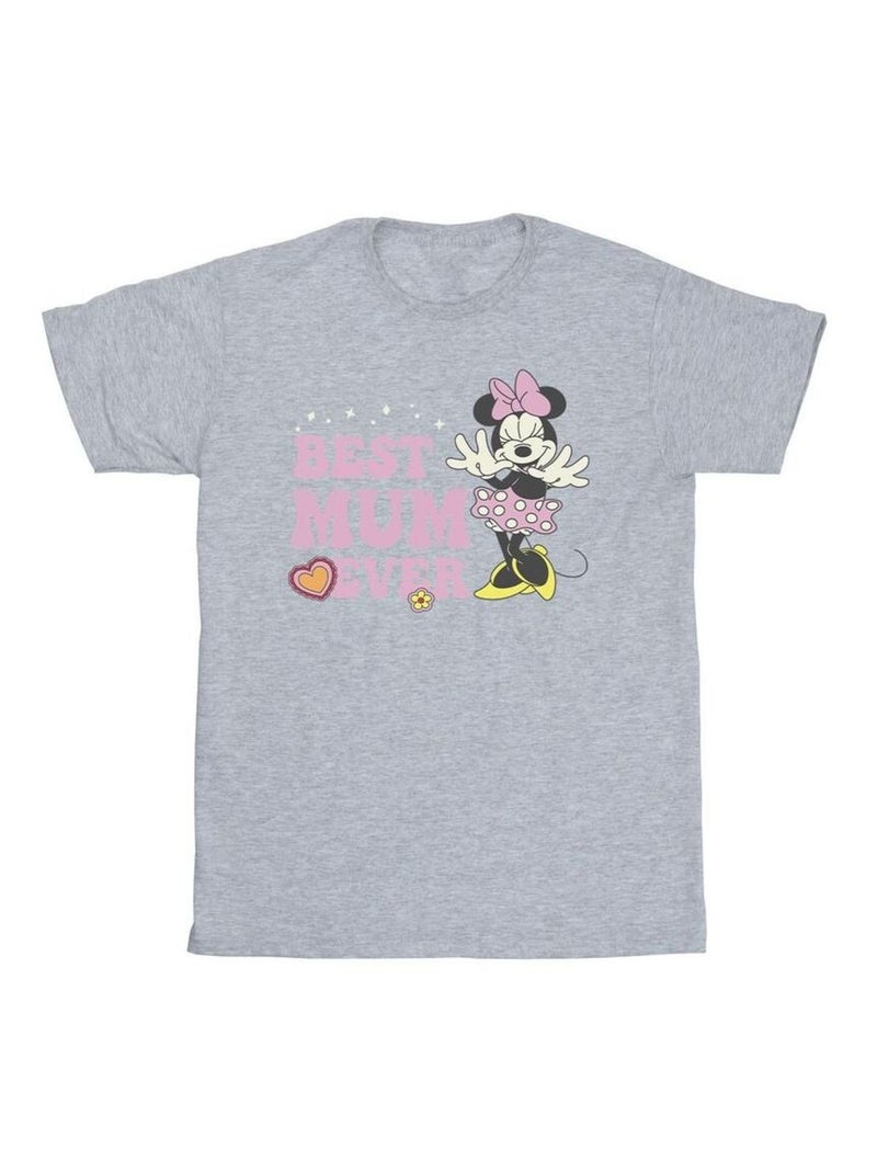 Disney - T-shirt BEST MUM EVER Gris chiné - Kiabi