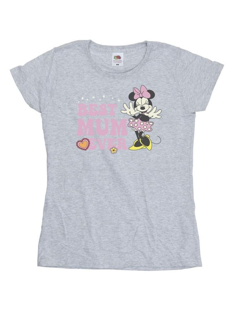 Disney - T-shirt BEST MUM EVER Gris chiné - Kiabi