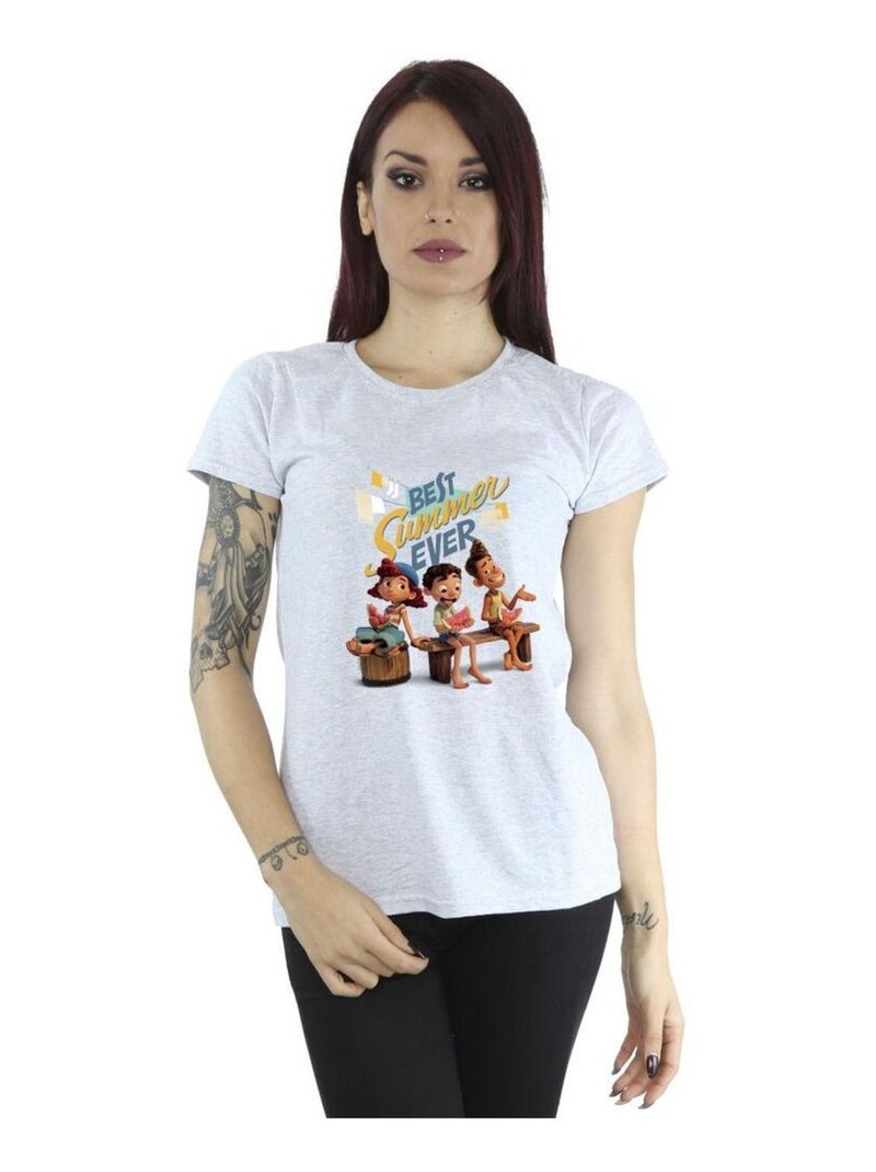 Disney - T-shirt BEST SUMMER EVER Gris chiné - Kiabi